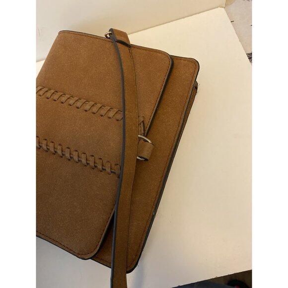 Kiss Me Couture Vegan Leather Small Crossbody Bag Laces Y2K Style Cognac Brown - Picture 16 of 16